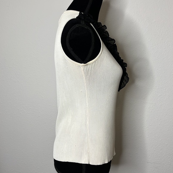 St. John Couture size Medium beaded, ruffled, ribbed sleeveless - Picture 7 of 16